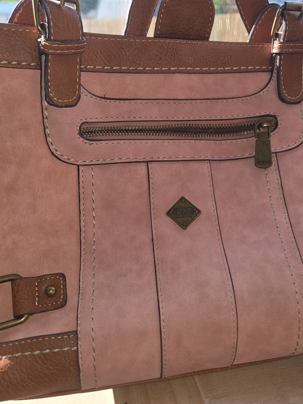 B.O.C. Pink Two-Tone Faux Leather Tote Bag